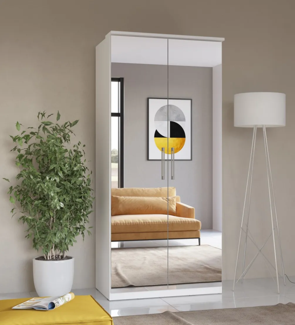 Szafa OPTIMA 90 cm biała z lustrami
