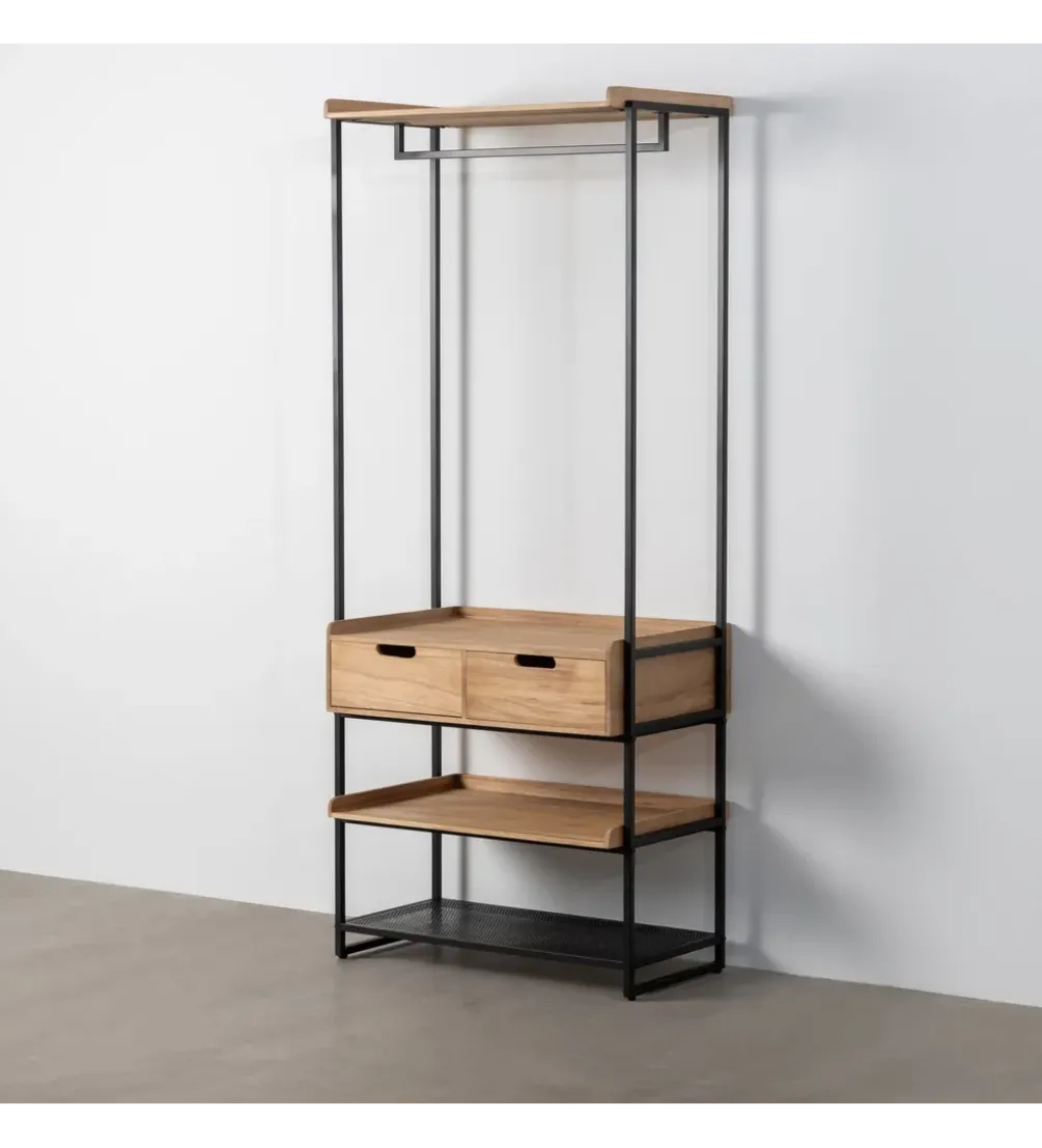 Szafa otwarta INDUSTRIAL 80 cm naturalna czarna