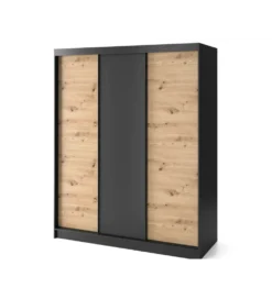 Szafa przesuwna Esville III 180 cm w optyce Dąb artisan/Czarny mat