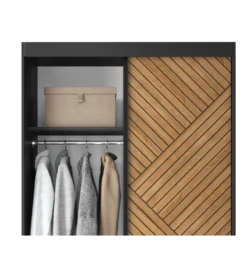 Szafa przesuwna Marrphy II 120 cm czarny/dąb caramel