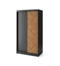 Szafa przesuwna Marrphy II 120 cm czarny/dąb caramel