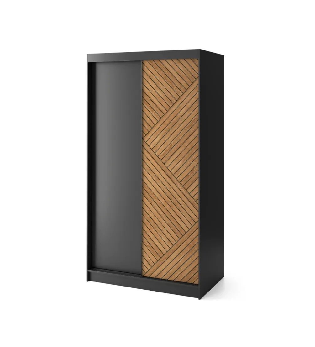Szafa przesuwna Marrphy II 120 cm czarny/dąb caramel