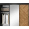 Szafa przesuwna Marrphy III z lustrem 180 cm czarny/dąb caramel