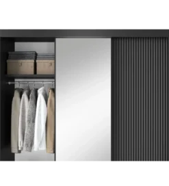 Szafa przesuwna PRESCCO III z lustrem 180 cm czarny