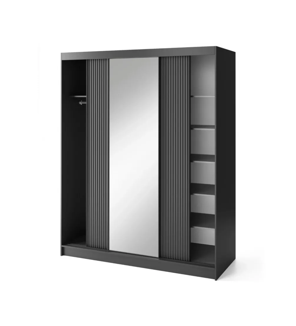 Szafa przesuwna PRESCCO III z lustrem 180 cm czarny