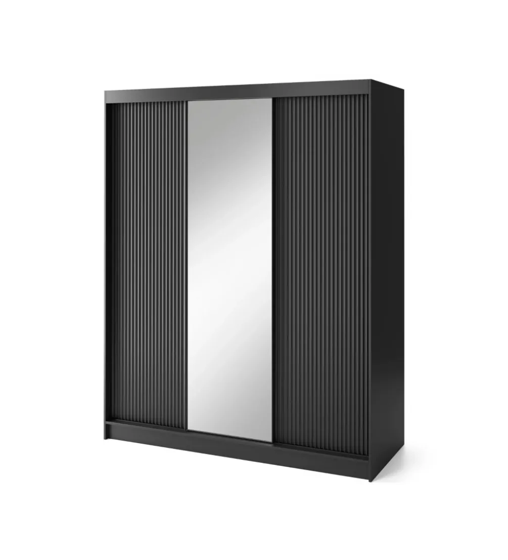 Szafa przesuwna PRESCCO III z lustrem 180 cm czarny