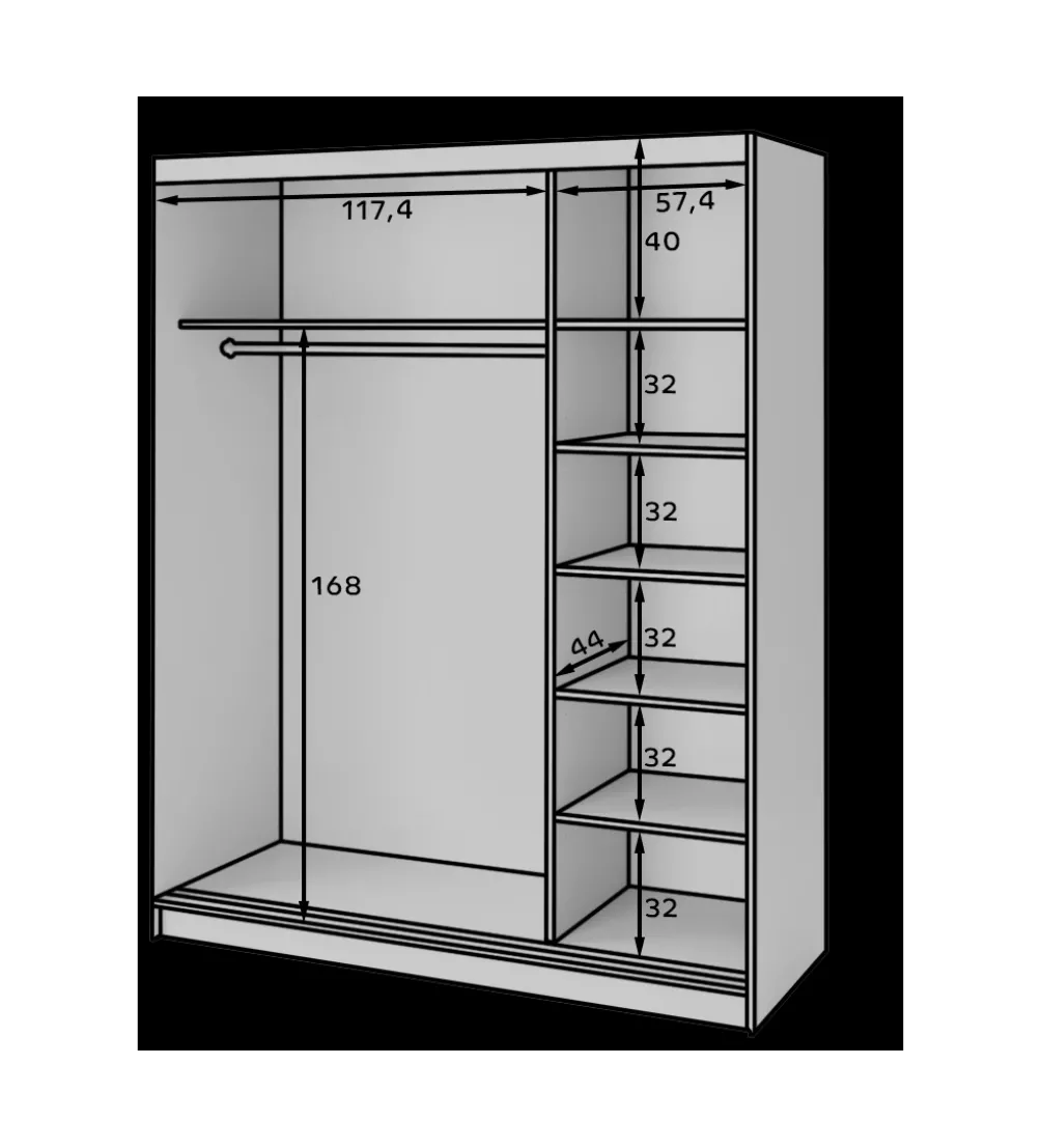 Szafa przesuwna PRESCCO III z lustrem 180 cm czarny