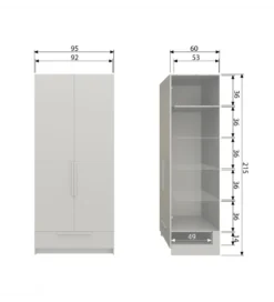Szafa PURE 215 x 95 cm drewno sosny dust