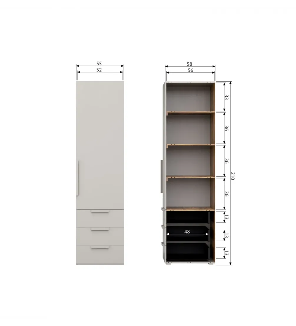 Szafa RENS 55 cm dekor orzechowy szara