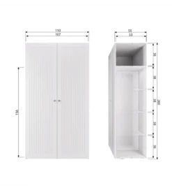 Szafa SIPKE 210 cm drewno sosny biała