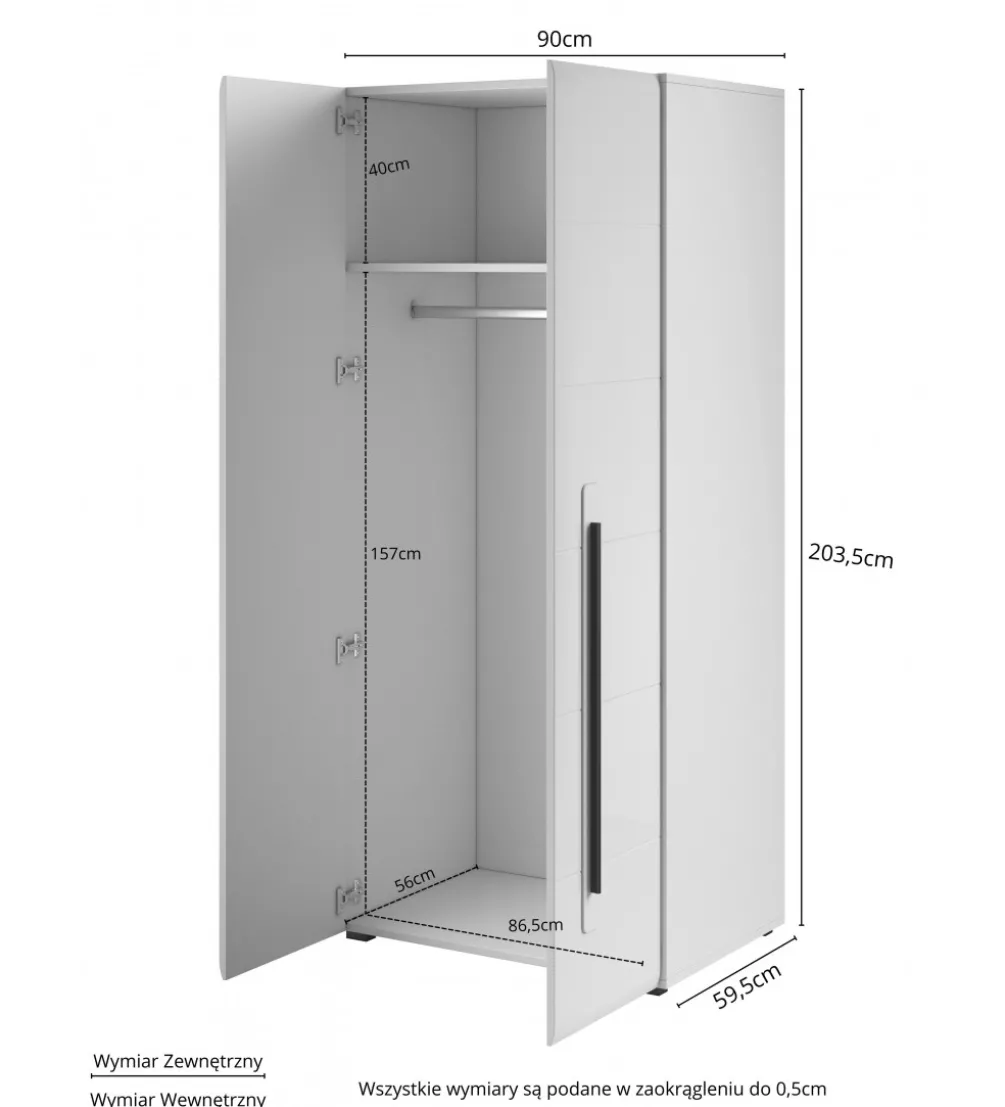 Szafa TULSA 90 cm w optyce dąb Grandson