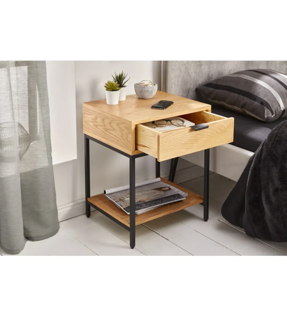 Szafka nocna Elements 40 cm w kolorze dębowym