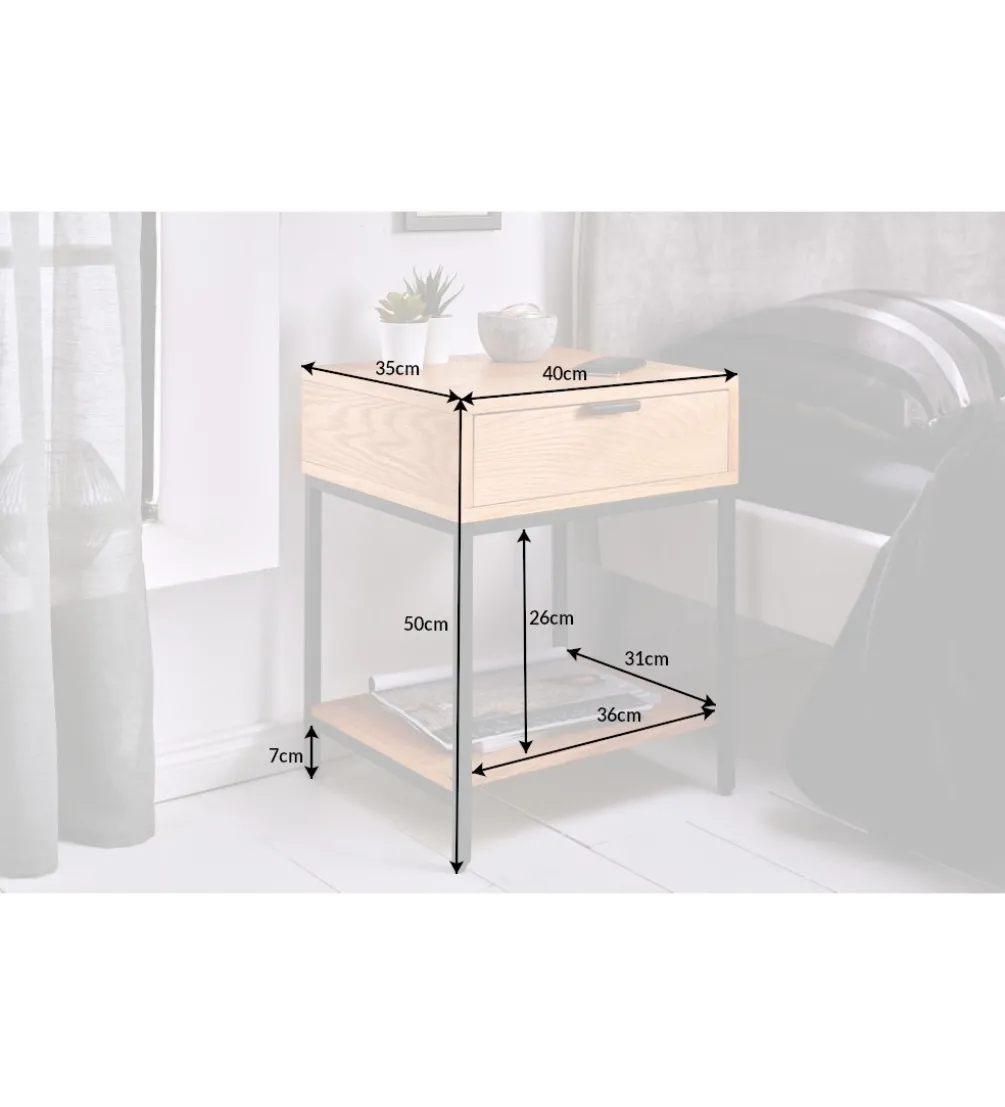 Szafka nocna Elements 40 cm w kolorze dębowym