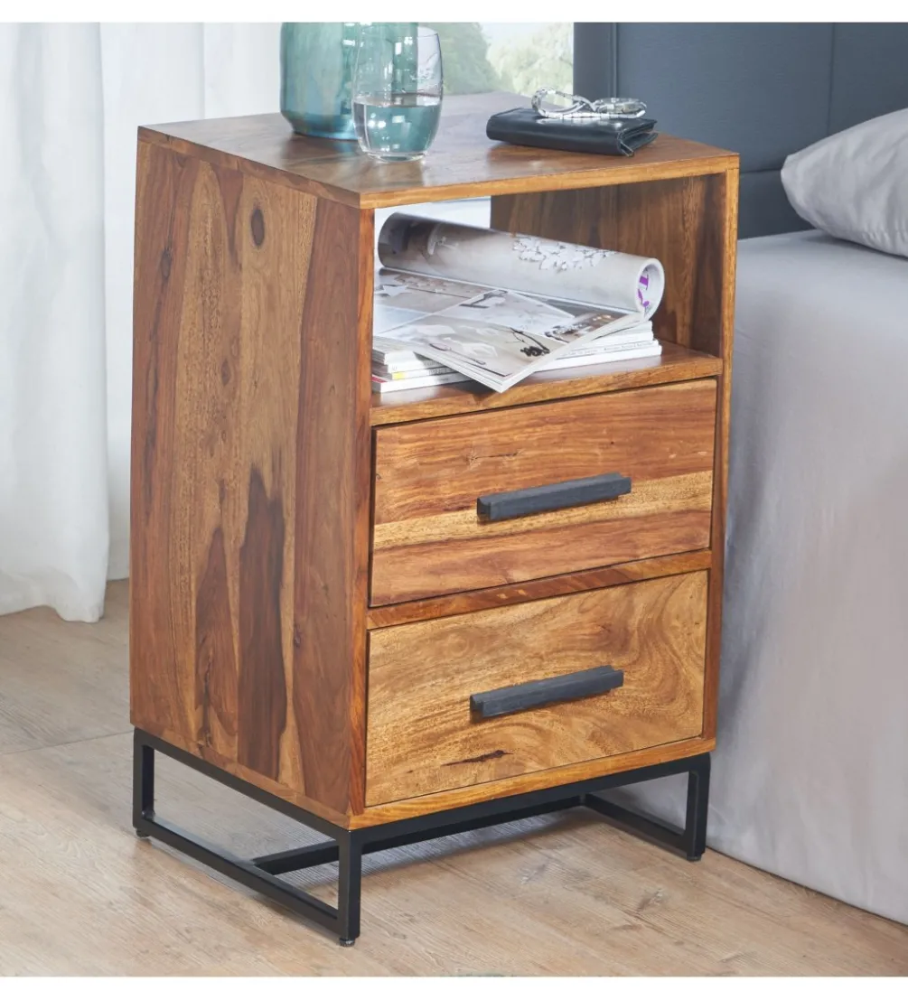 Szafka nocna LORENTE 40 cm drewno sheesham