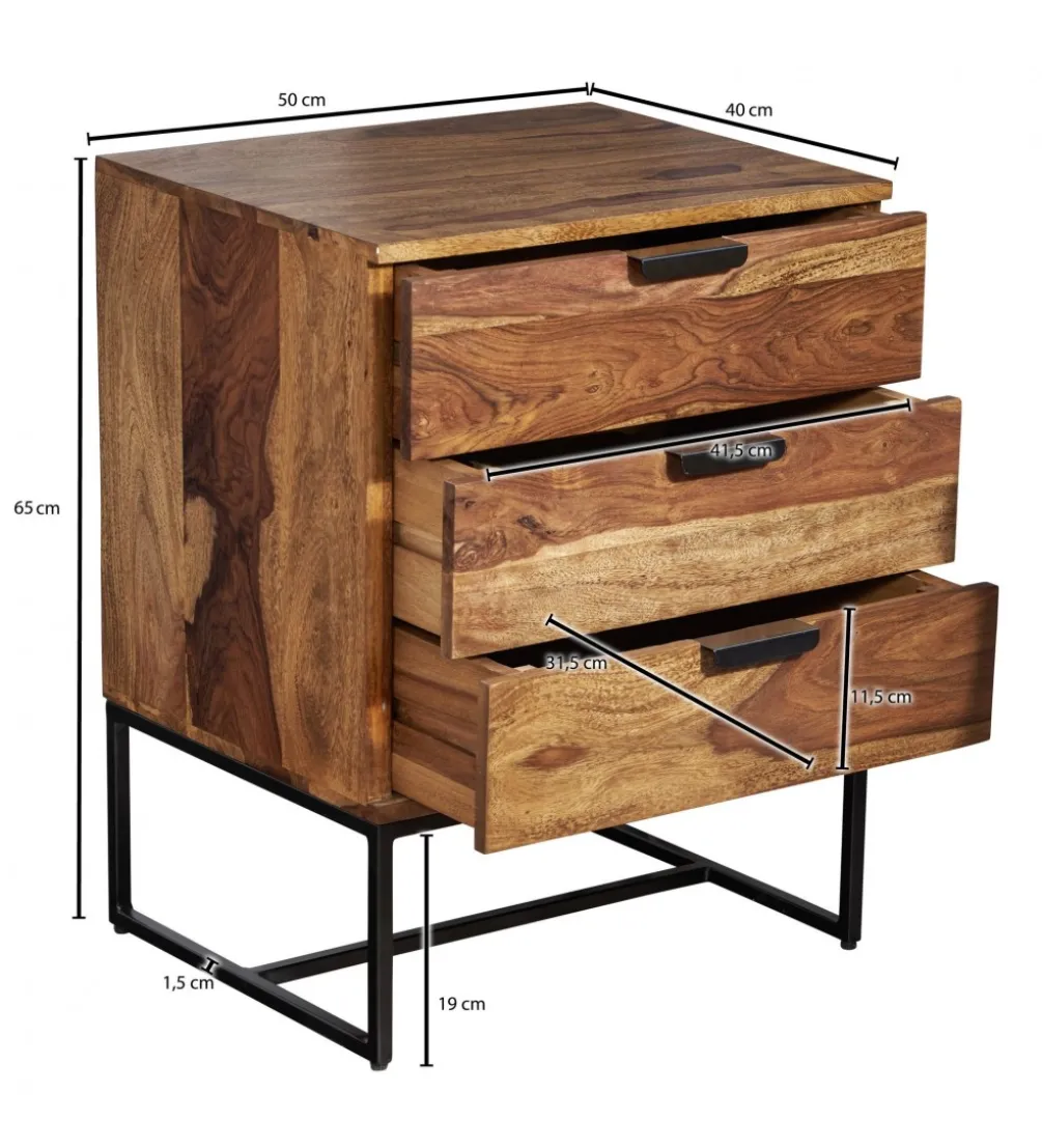 Szafka nocna LORENTE 50 cm drewno sheesham