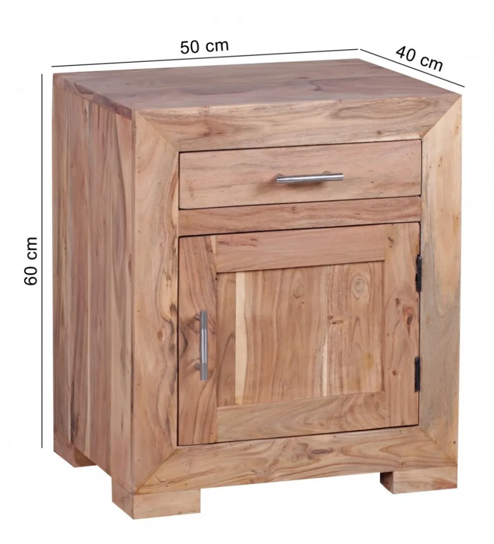 Szafka nocna MUMBAI 50 cm drewno akacja