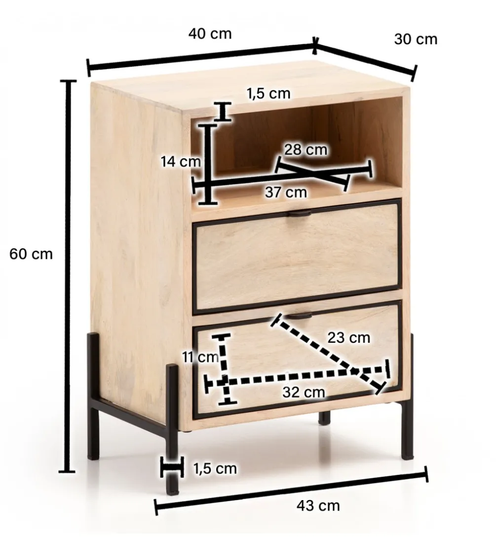 Szafka nocna NIKI 43 cm drewno mango