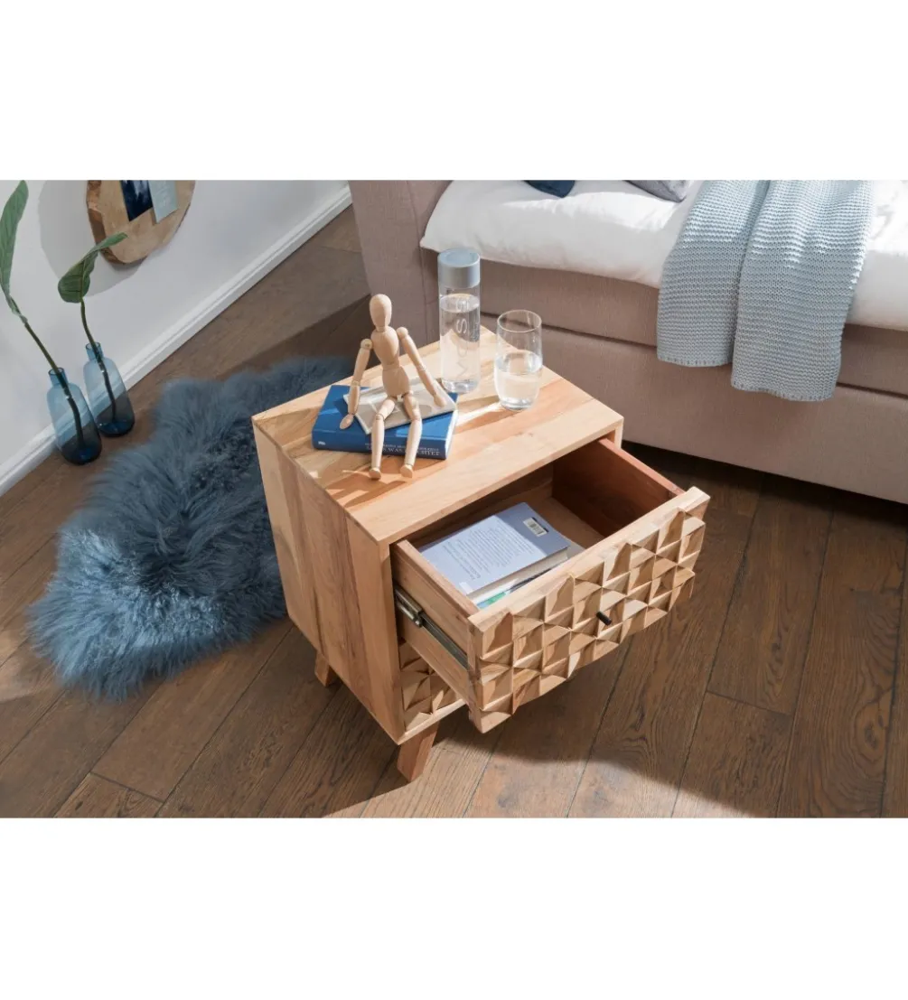 Szafka nocna REWA 44 cm drewno akacja