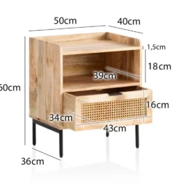 Szafka nocna TONIS 50 cm drewno mango