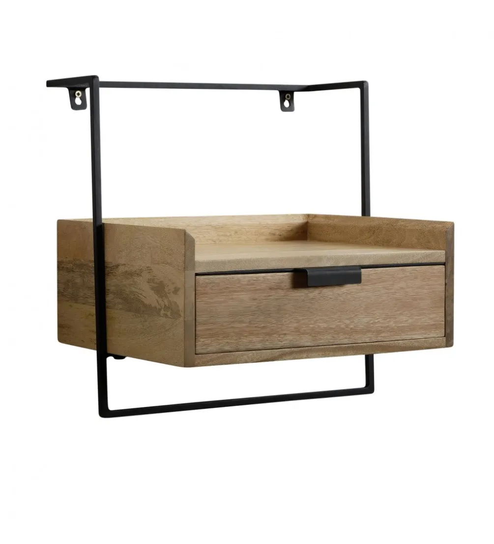 Szafka nocna wisząca NACHT 44 cm drewno mango