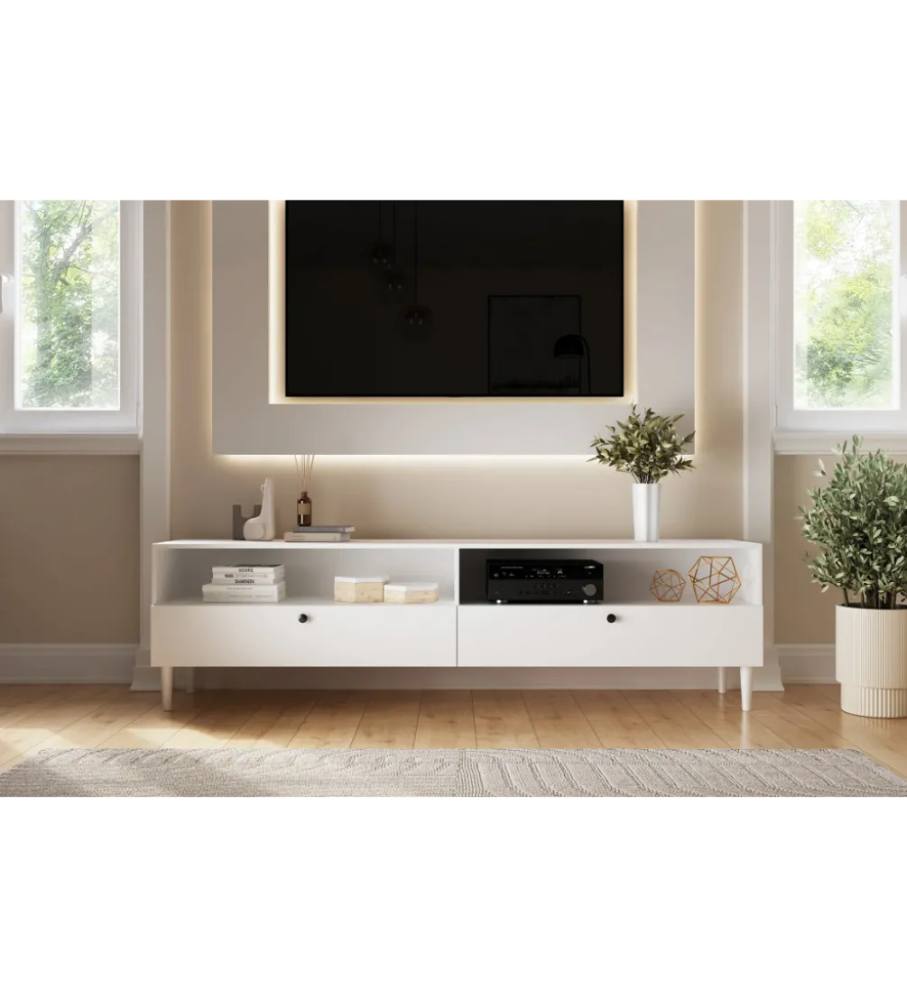 Szafka RTV DULLUM 200 cm biały