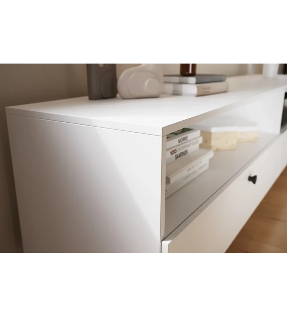 Szafka RTV DULLUM 200 cm biały