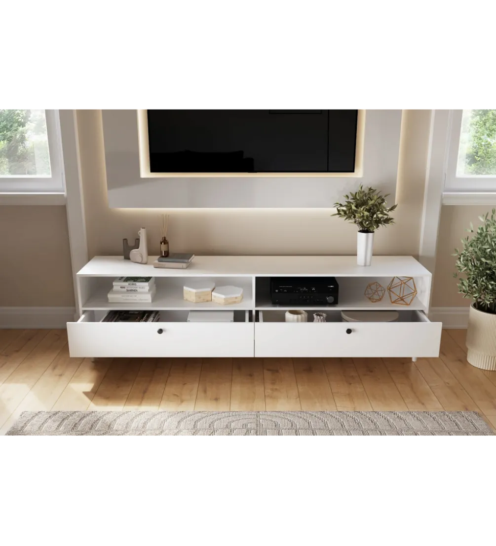 Szafka RTV DULLUM 200 cm biały