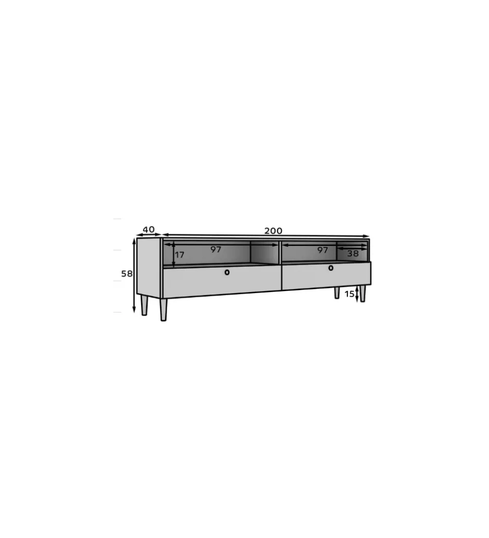 Szafka RTV DULLUM 200 cm biały