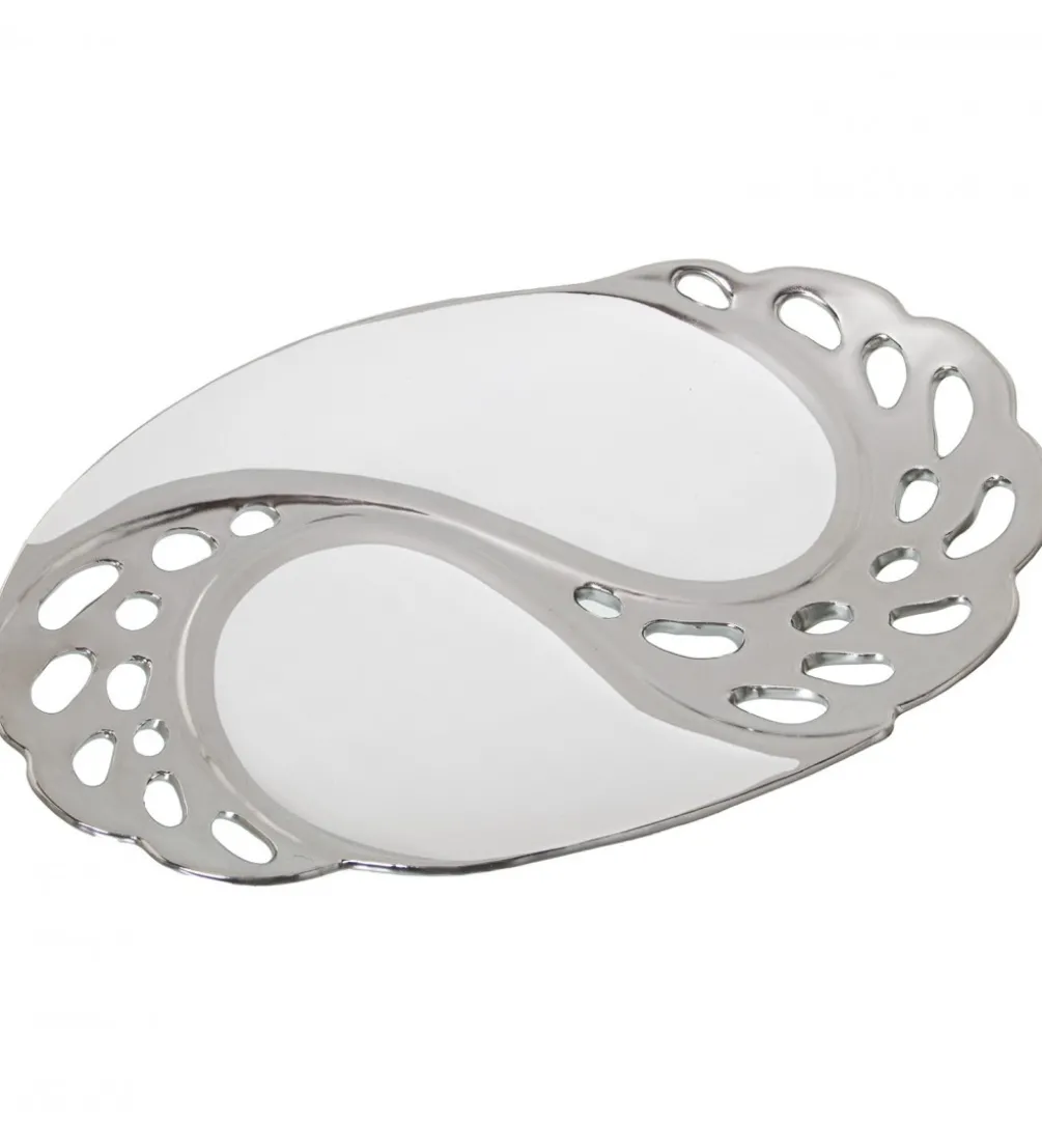 Taca CENTERPLANCE 30 cm srebrnobiała