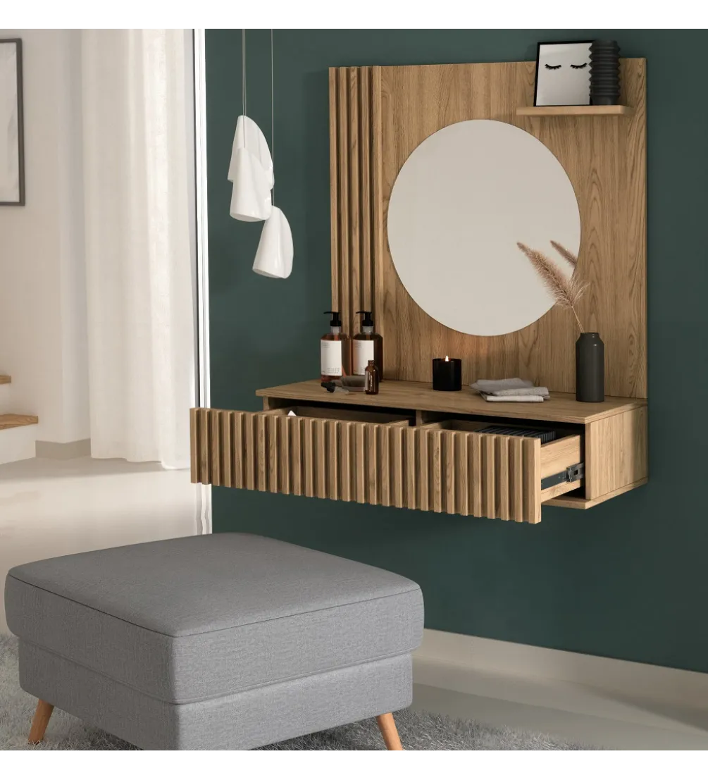 Toaletka wisząca ENTSIAN 85 cm w optyce dąb artisan