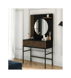 Toaletka wisząca MEORATI 85 cm w optyce dąb artisan/czarny