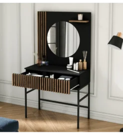 Toaletka wisząca MEORATI 85 cm w optyce dąb artisan/czarny