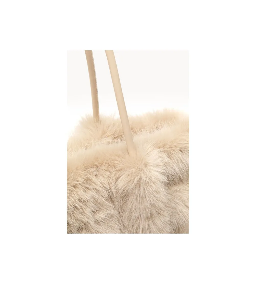 Torba MIKA FURR 56 cm kremowa