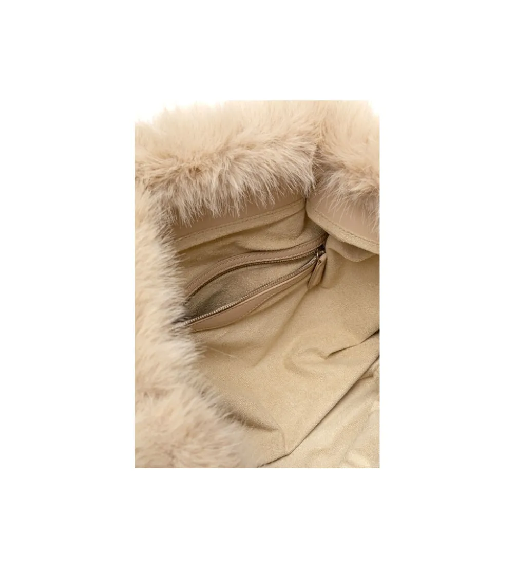 Torba MIKA FURR 56 cm kremowa