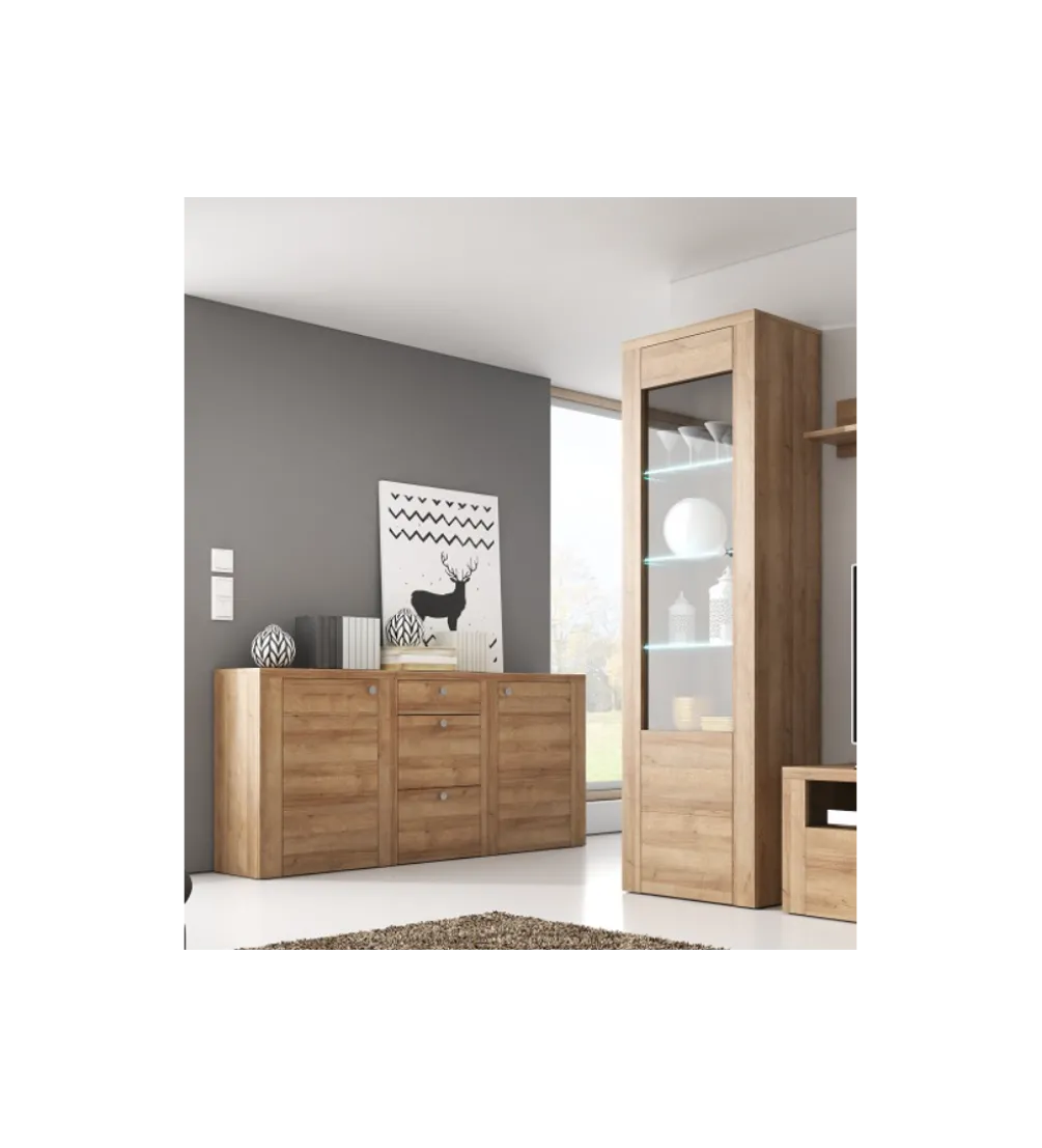 Witryna LARONA 65 Cm O Wybarwieniu dąb riviera jasny