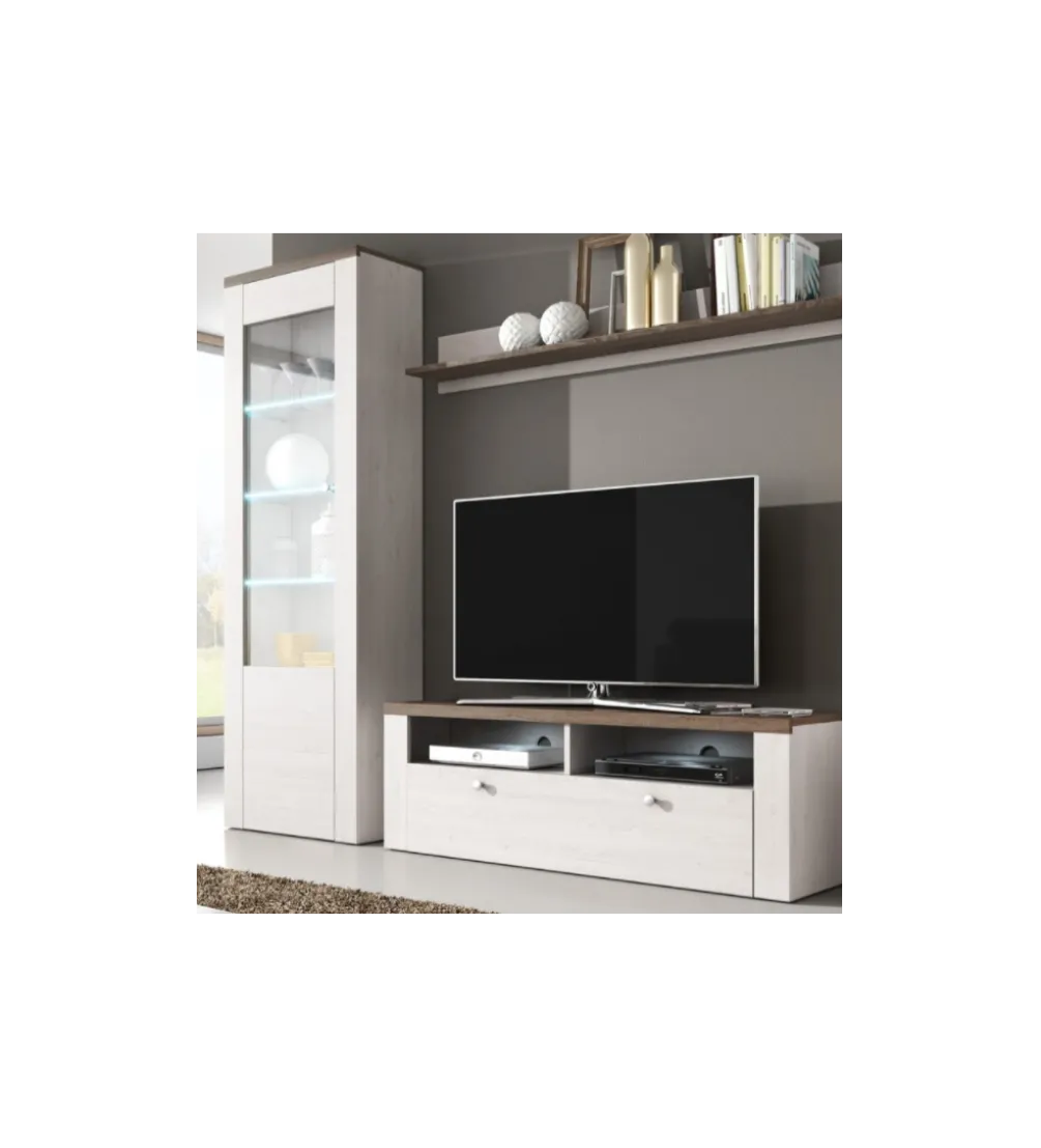 Witryna LARONA 65 cm o wybarwieniu Sonoma Trufel z kolorem Sibiu Larche