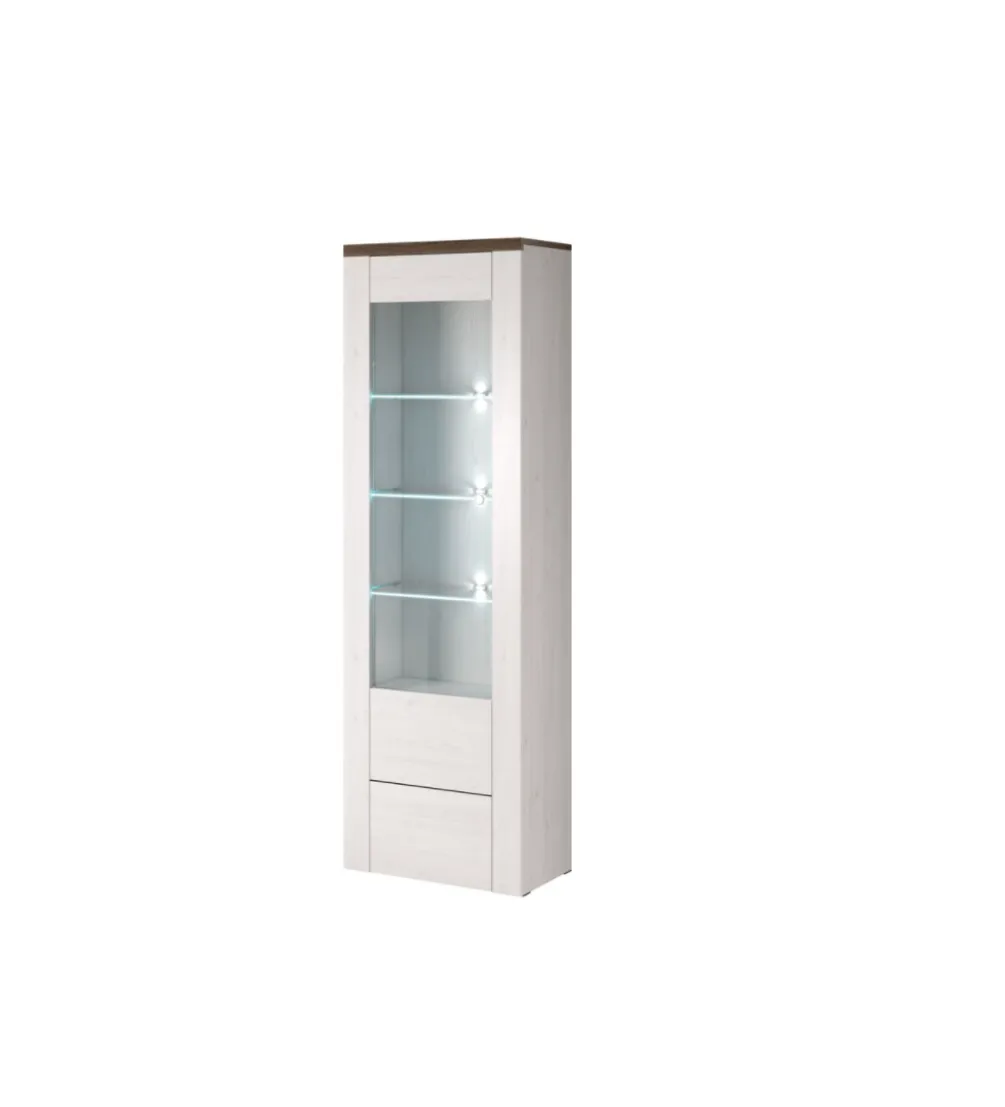 Witryna LARONA 65 cm o wybarwieniu Sonoma Trufel z kolorem Sibiu Larche