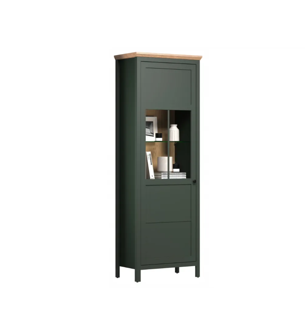 Witryna STANTON 69 cm w optyce dębu Evoke Ciemnozielony
