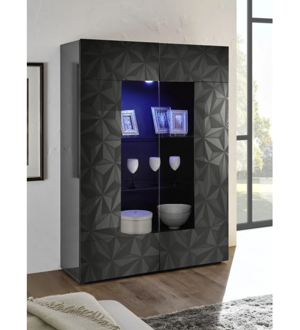 Witryna szklana PRISMA 121 cm antracytowa