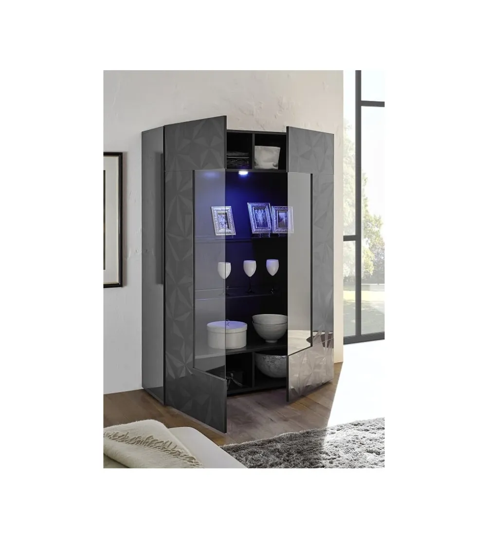 Witryna szklana PRISMA 121 cm antracytowa