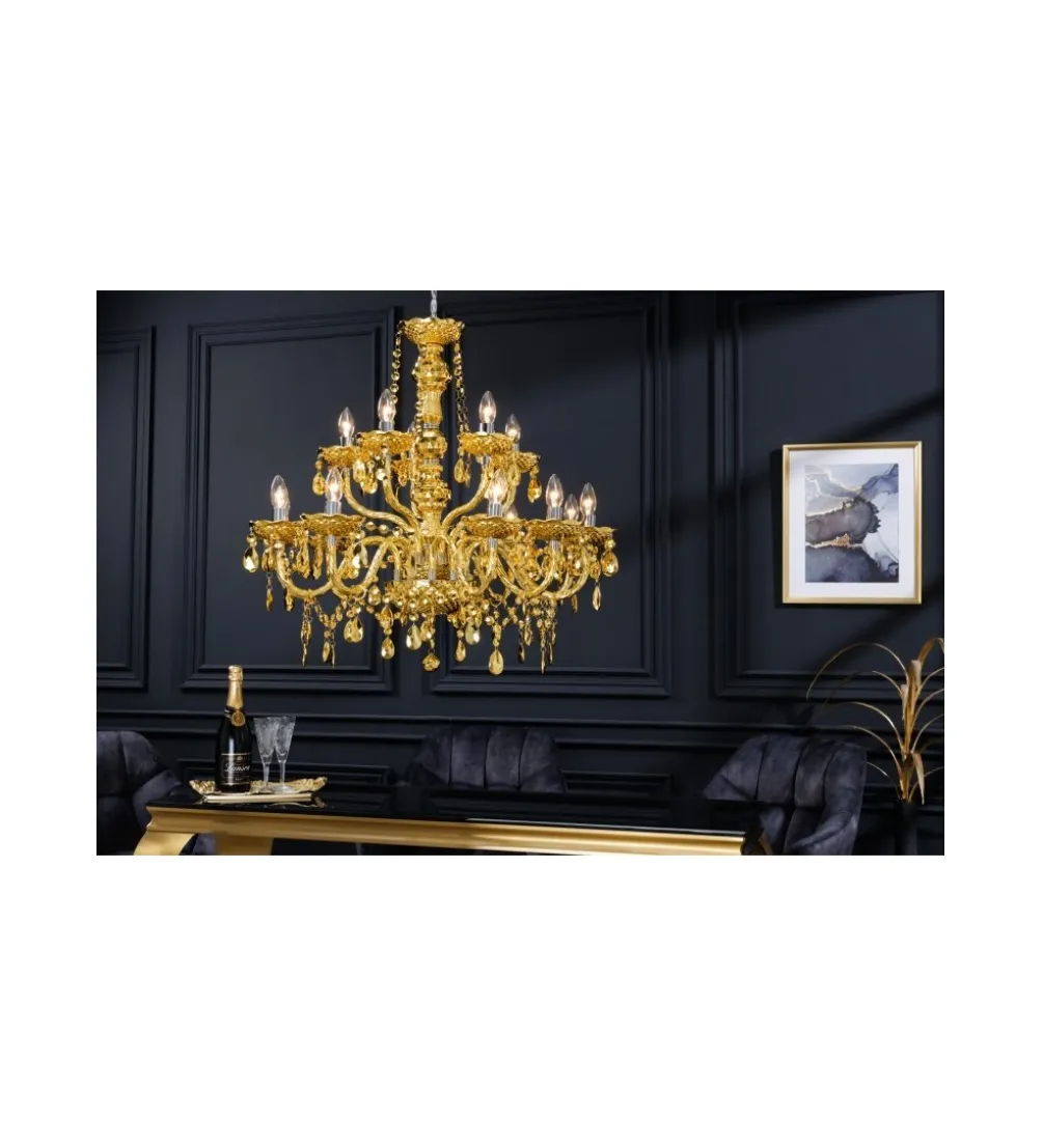 Żyrandol Karat 80 cm 15 ramion złoty