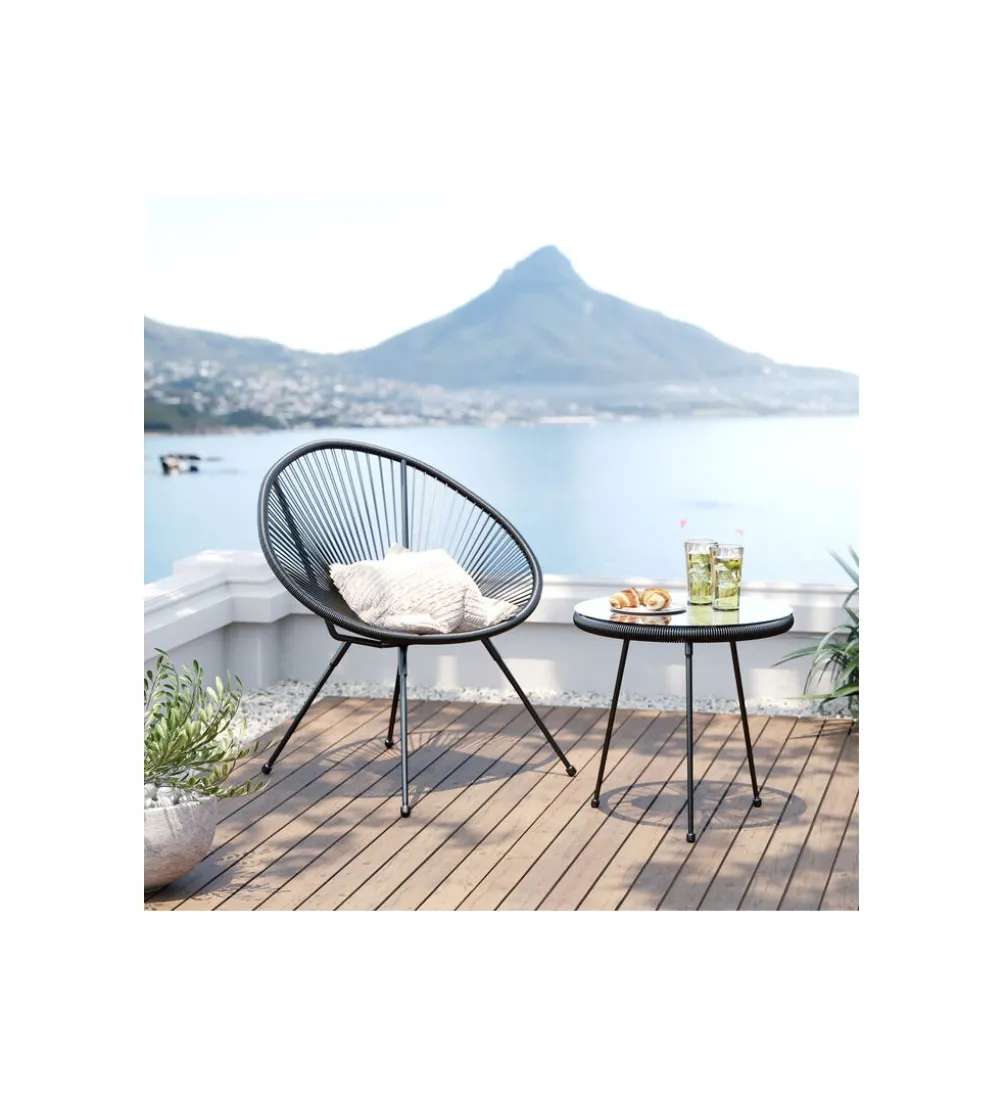 Zestaw 2 ACAPULCO fotel i stolik czarny