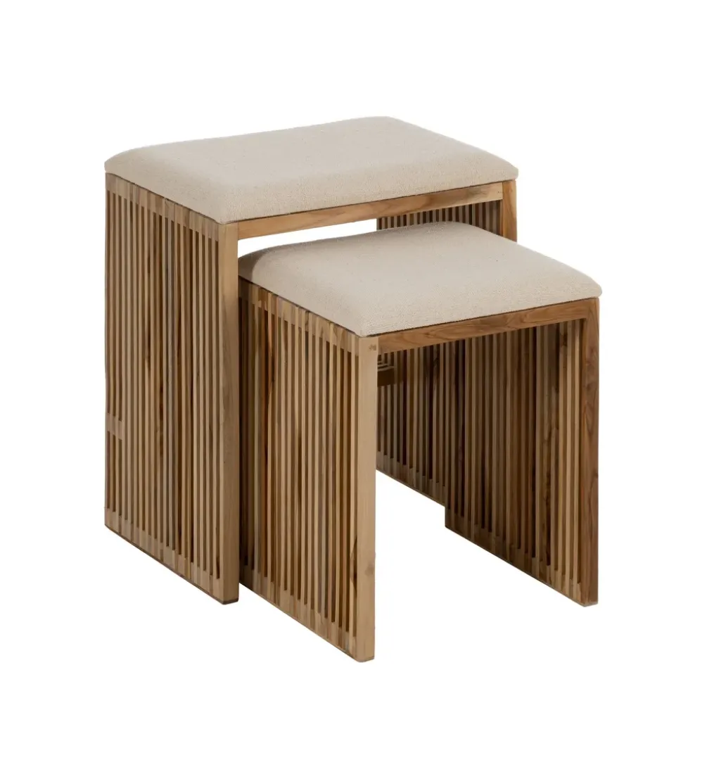 Zestaw 2 ławek BELLAMONTE 50 cm 41 cm drewno teak