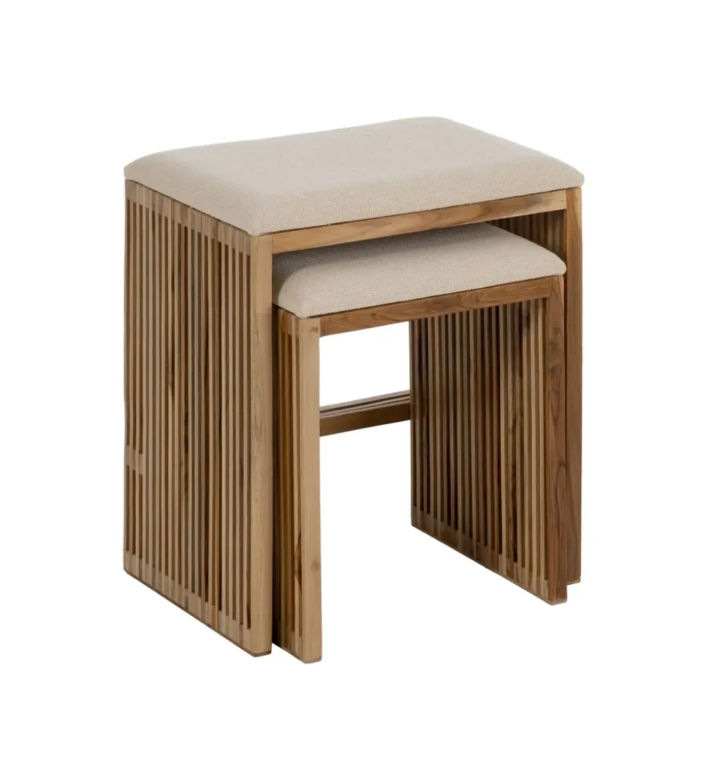 Zestaw 2 ławek BELLAMONTE 50 cm 41 cm drewno teak