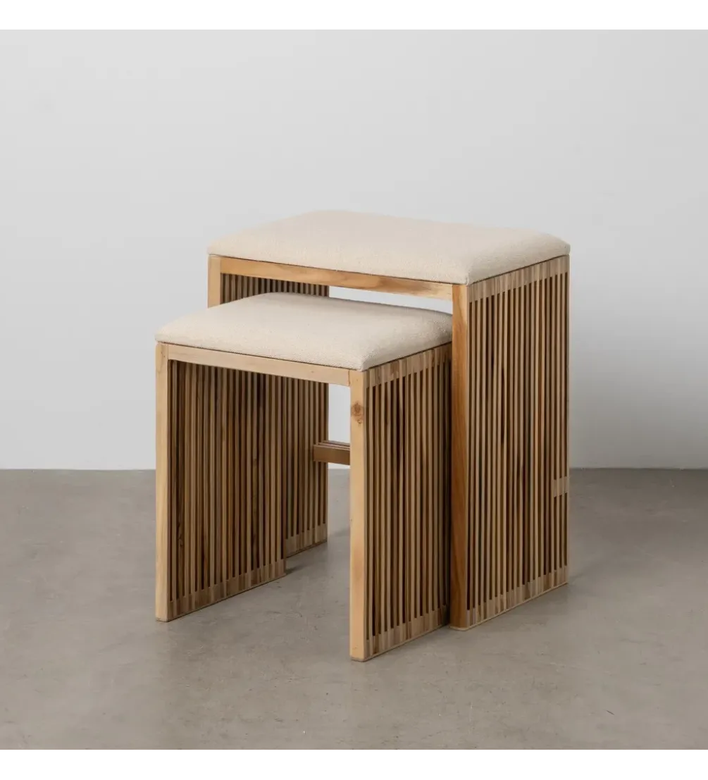 Zestaw 2 ławek BELLAMONTE 50 cm 41 cm drewno teak