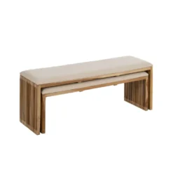 Zestaw 2 ławek BELLAMONTE 115 cm 106 cm drewno teak