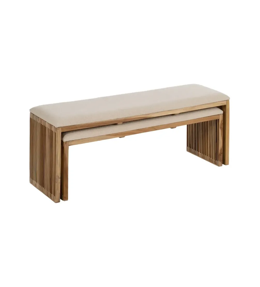 Zestaw 2 ławek BELLAMONTE 115 cm 106 cm drewno teak
