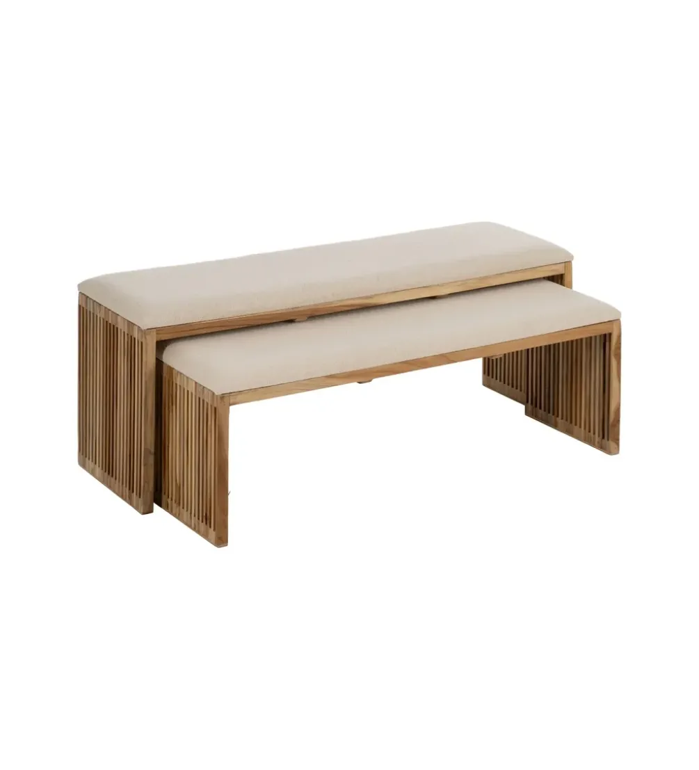 Zestaw 2 ławek BELLAMONTE 115 cm 106 cm drewno teak