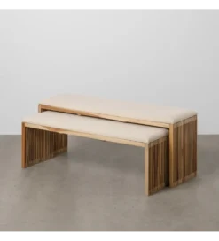 Zestaw 2 ławek BELLAMONTE 115 cm 106 cm drewno teak