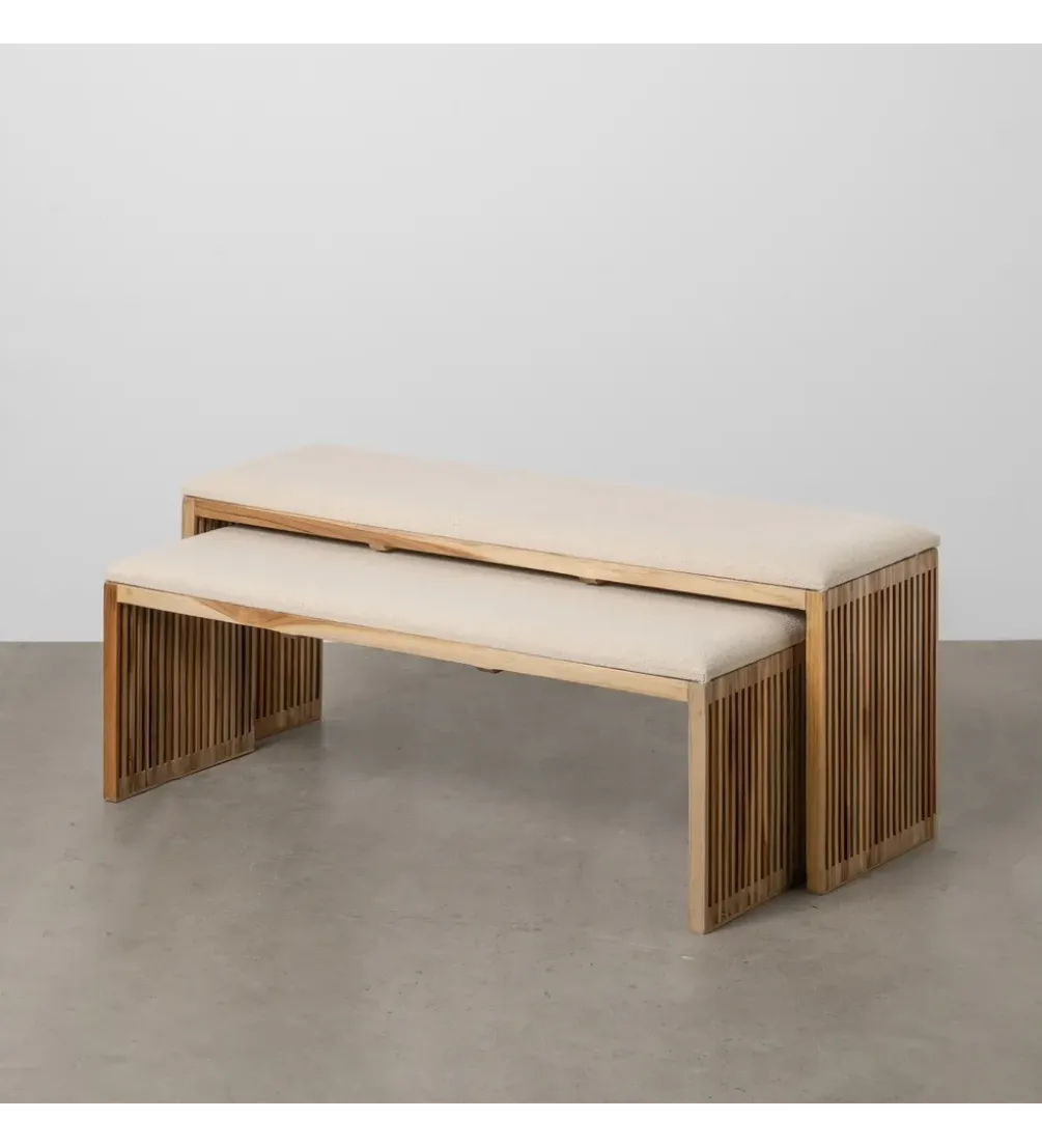 Zestaw 2 ławek BELLAMONTE 115 cm 106 cm drewno teak